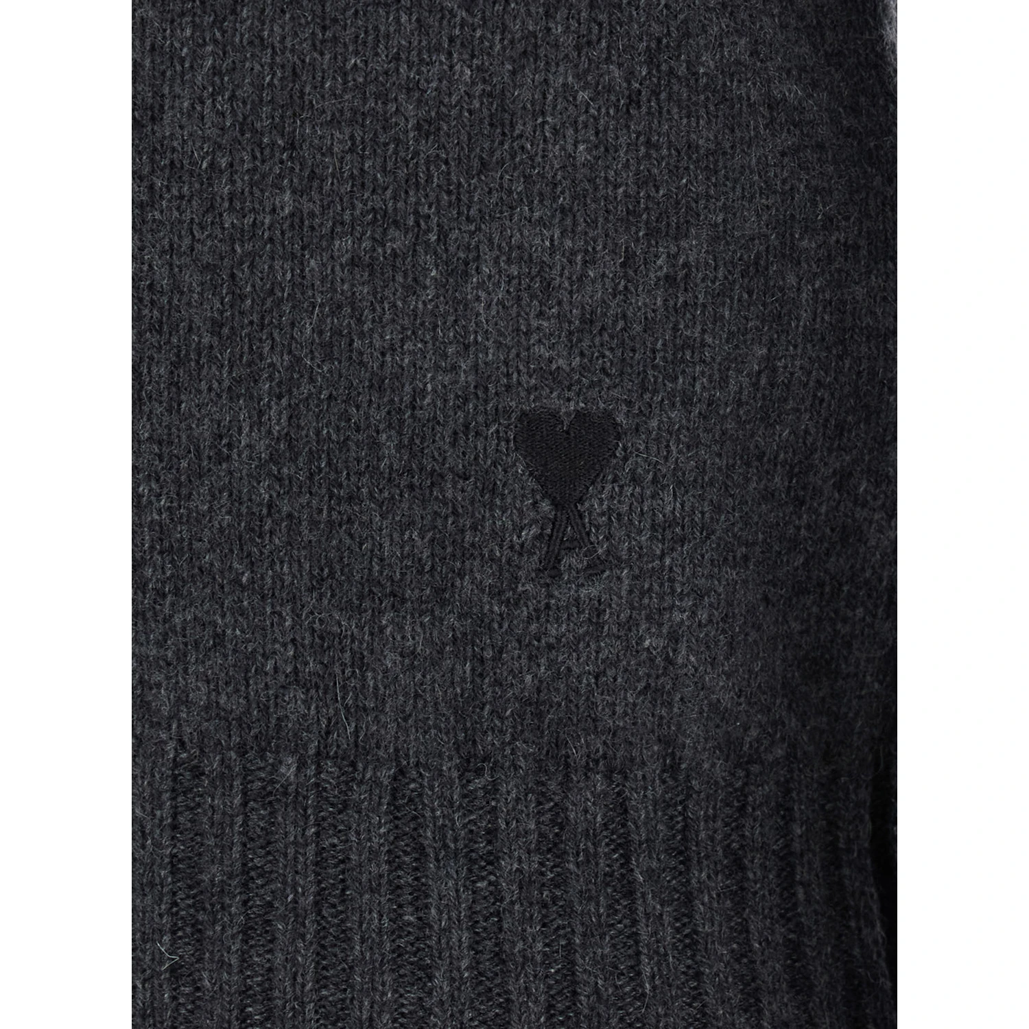 Grey Turtleneck Sweater with Ribbed Trims in Cashmere Woman