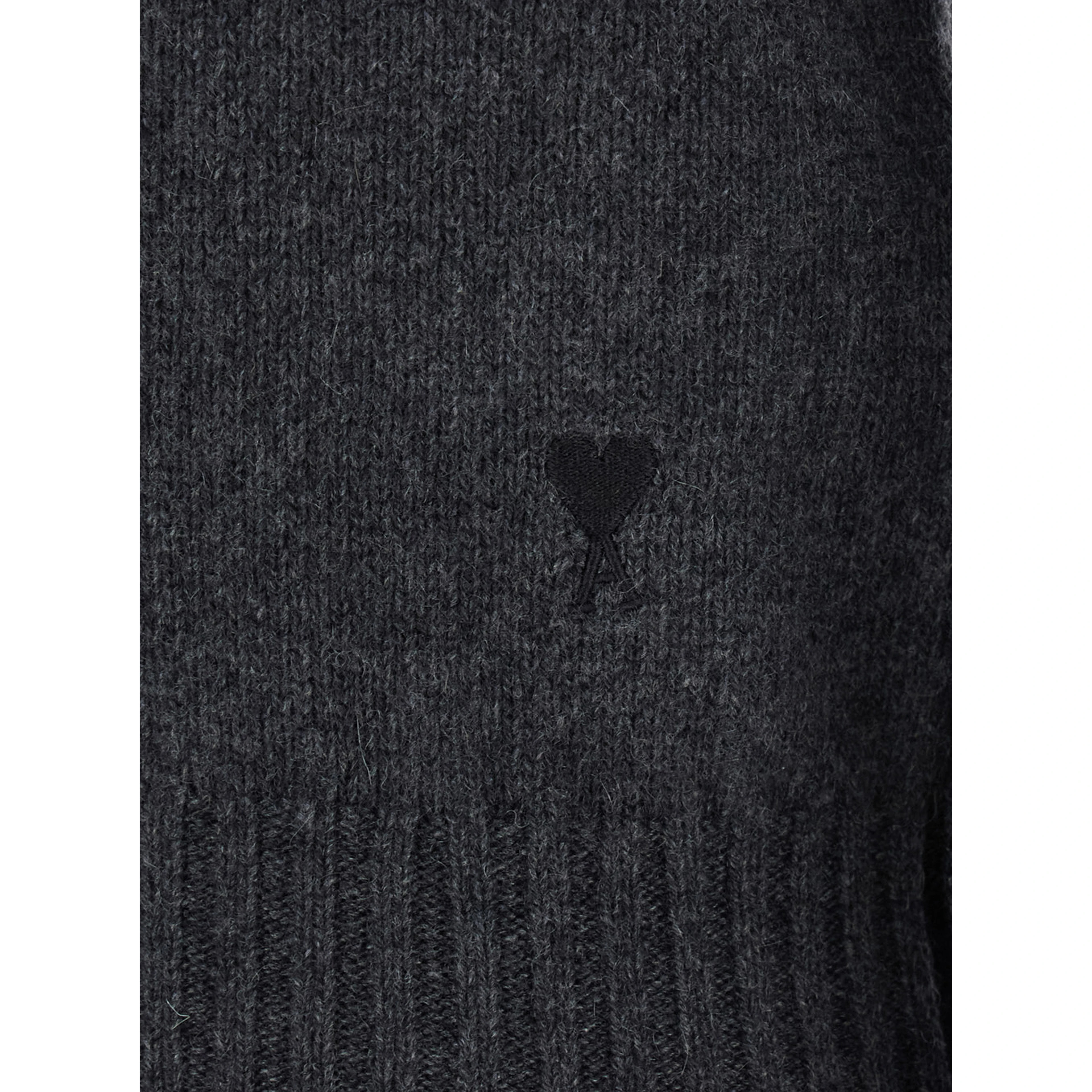 Grey Turtleneck Sweater with Ribbed Trims in Cashmere Woman