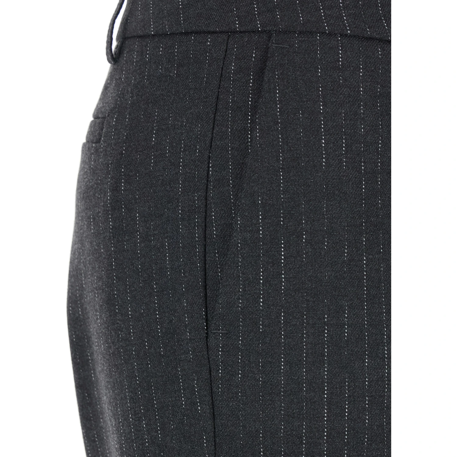 Grey Pants with Belt Loops and All-Over Striped Motif in Wool Blend Woman