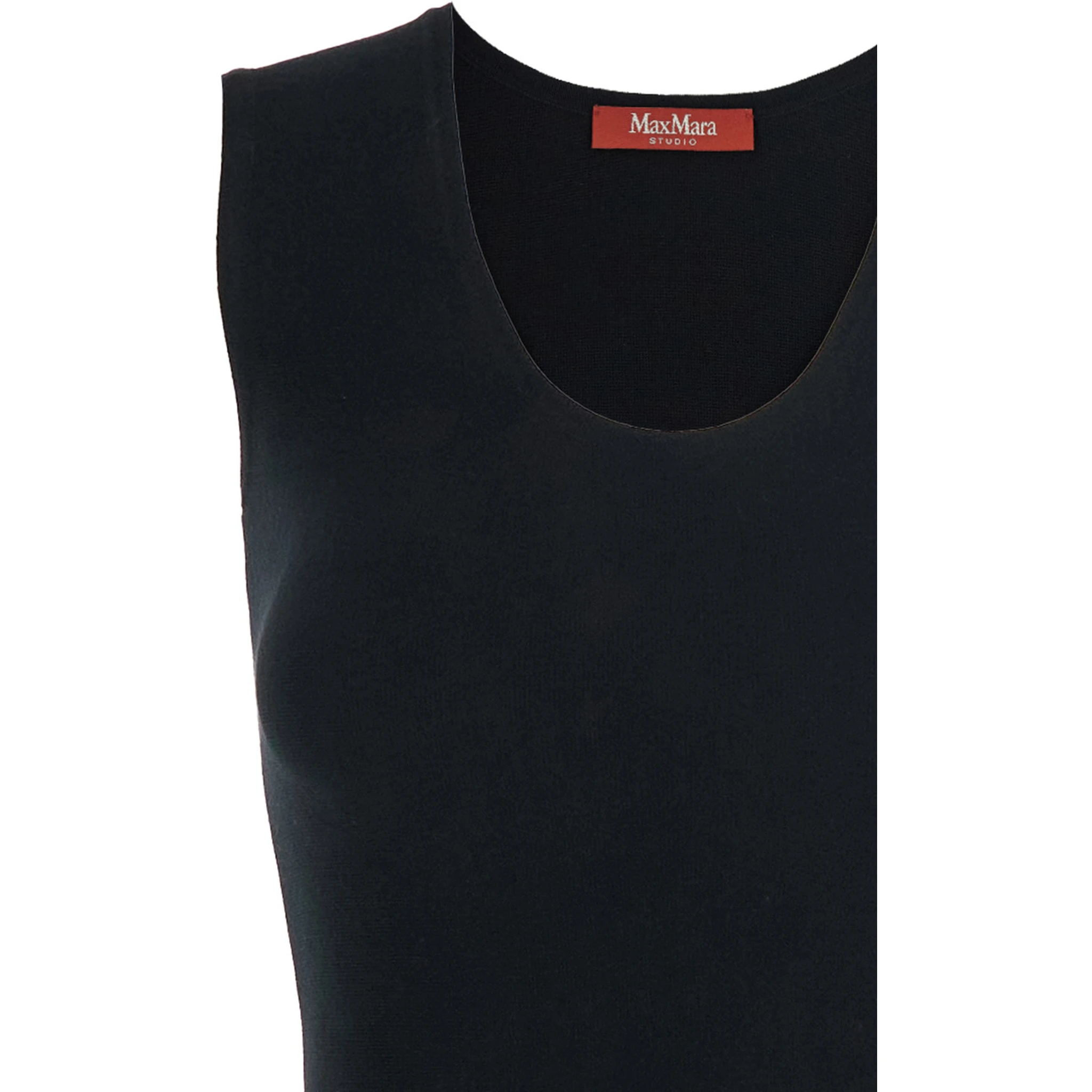 Furetto Black Dress with U-Neck and Flared Hem in Viscose Blend Woman