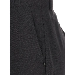 Hangar Black Palazzo Pants with Flared Leg and Belt Loops in Wool Woman