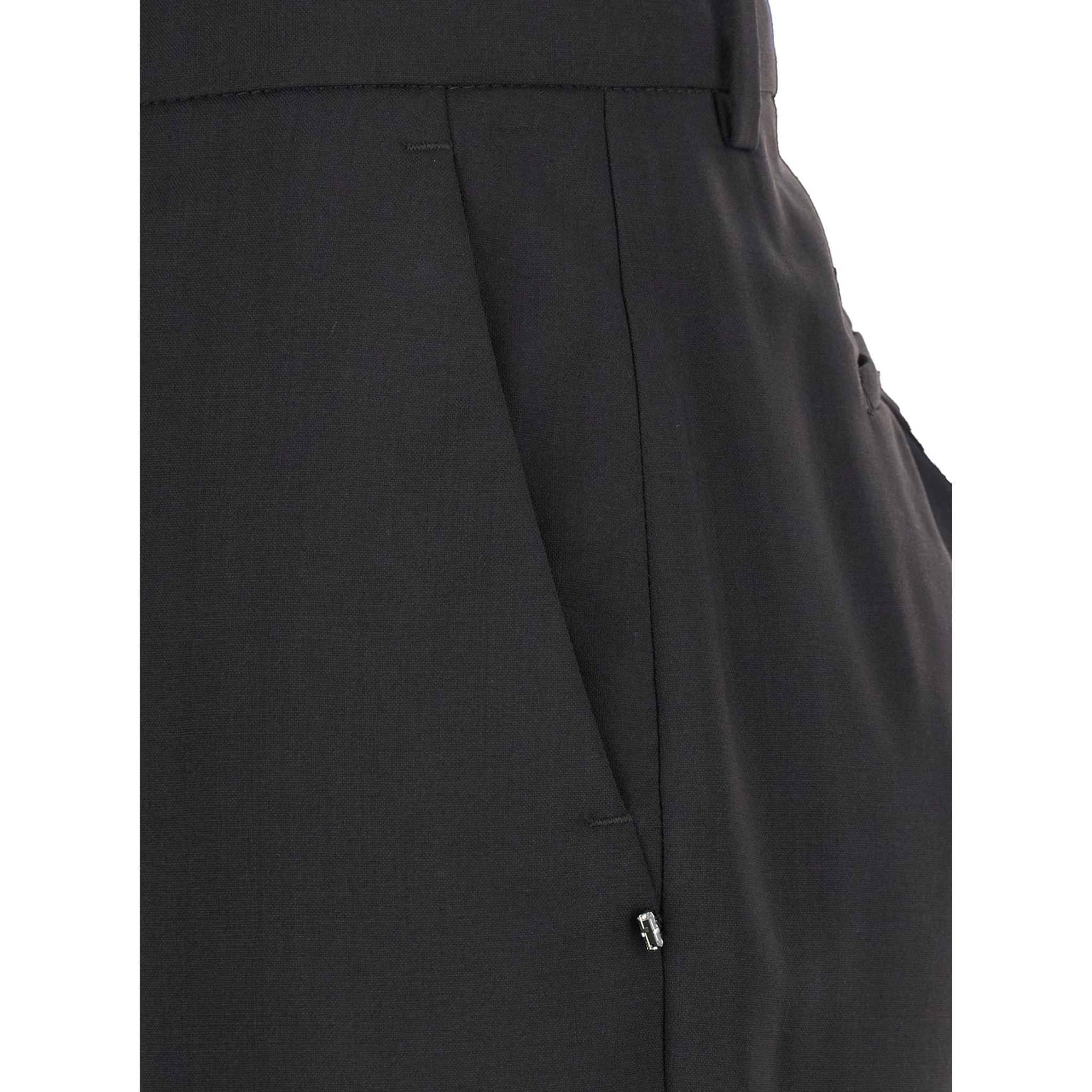 Hangar Black Palazzo Pants with Flared Leg and Belt Loops in Wool Woman