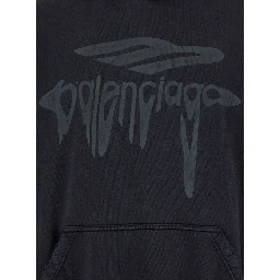 3B Liquified Black Hooded Sweatshirt with Front Logo in Cotton Man