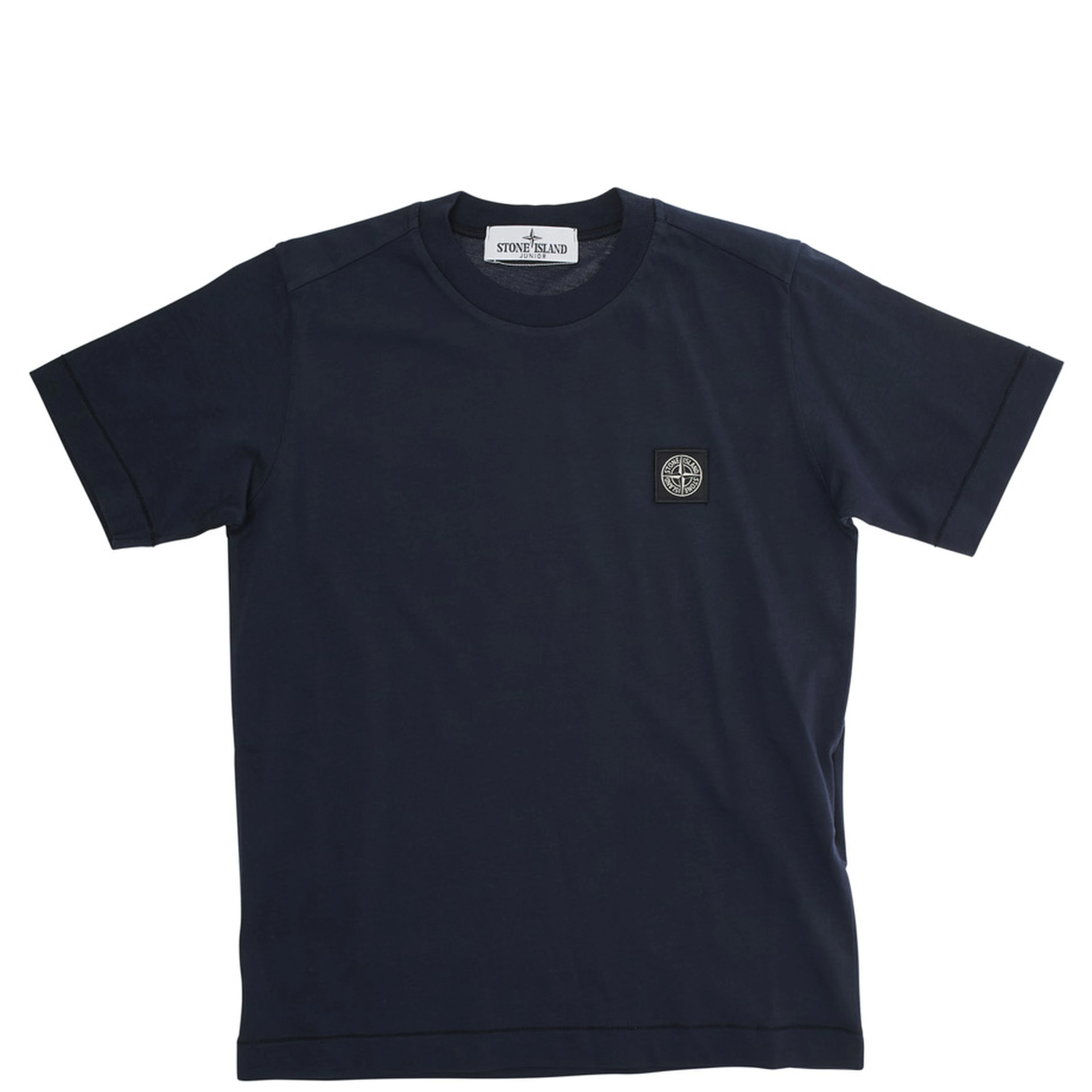 Blue T-Shirt with Round Neck and Logo Patch on the Front in Cotton Boy