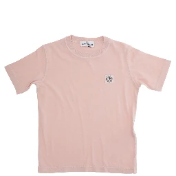 Pink T-Shirt with Round Neck and Logo Patch on the Front in Cotton Boy