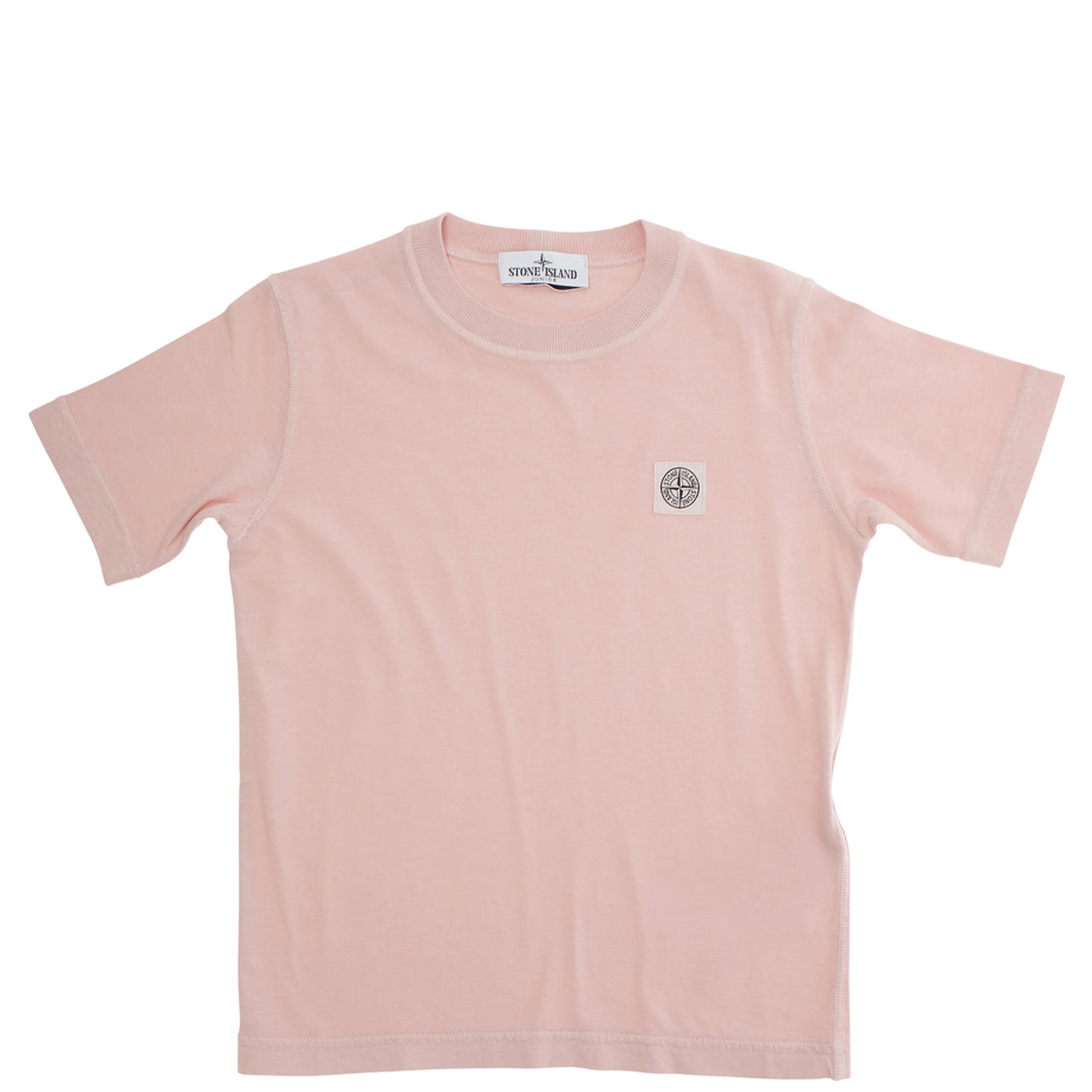Pink T-Shirt with Round Neck and Logo Patch on the Front in Cotton Boy