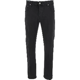 Black Jeans with Logo Patch on the Rear and Belt Loops in Denim Man