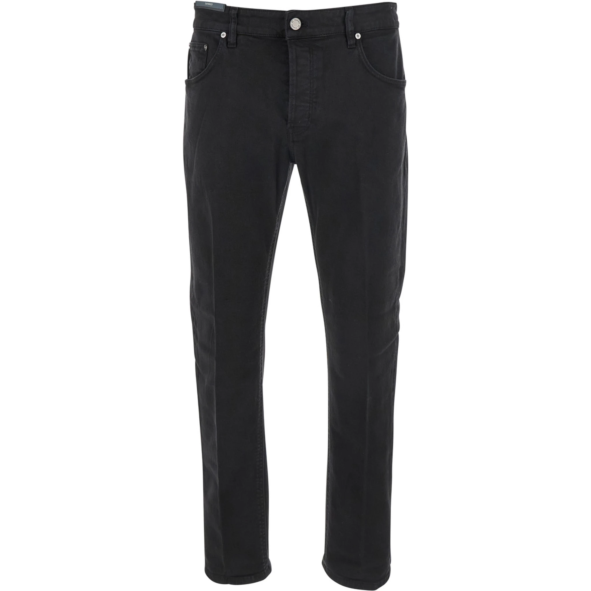 Black Jeans with Logo Patch on the Rear and Belt Loops in Denim Man