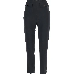 Black Trousers with Flap Pockets in Fabric Woman