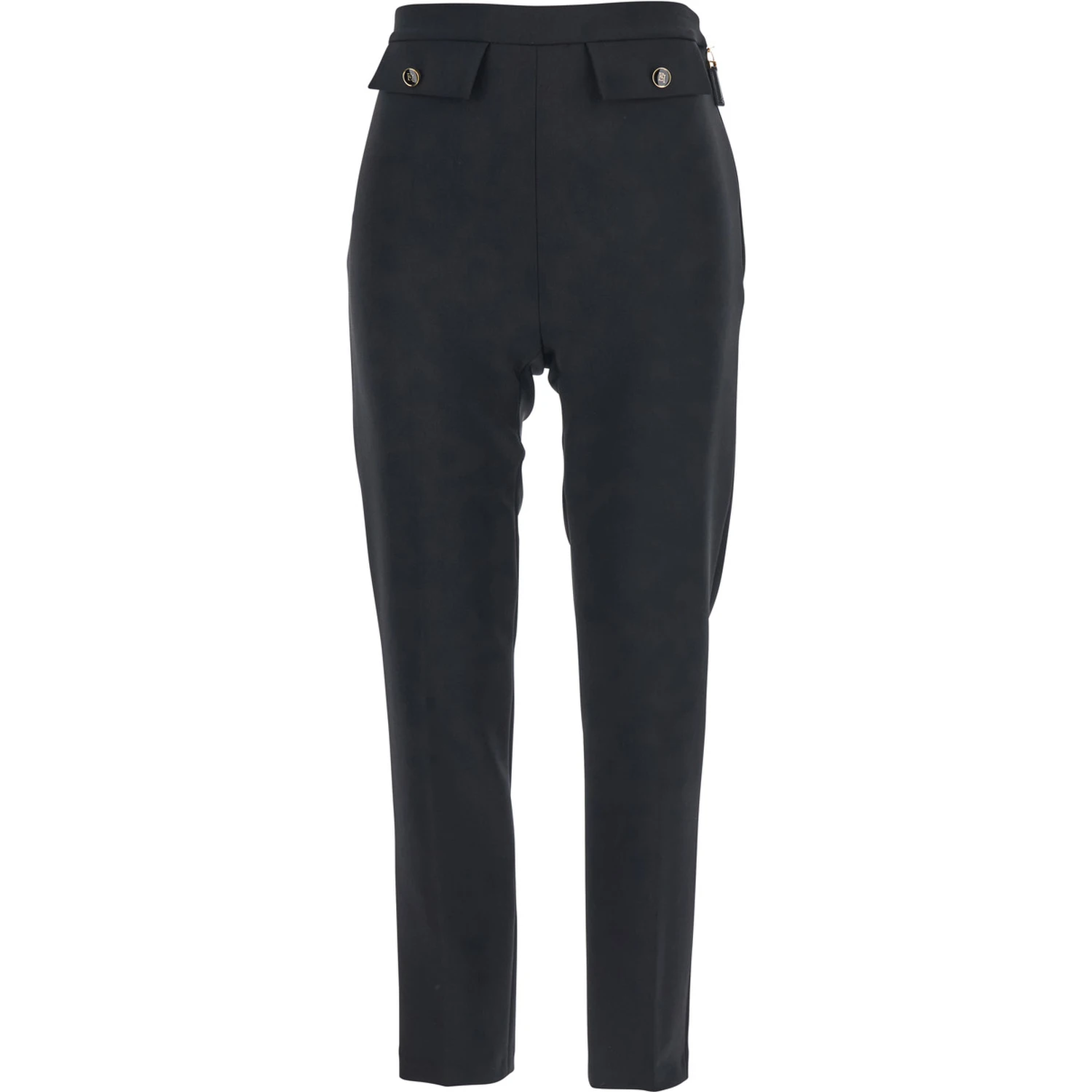 Black Trousers with Flap Pockets in Fabric Woman