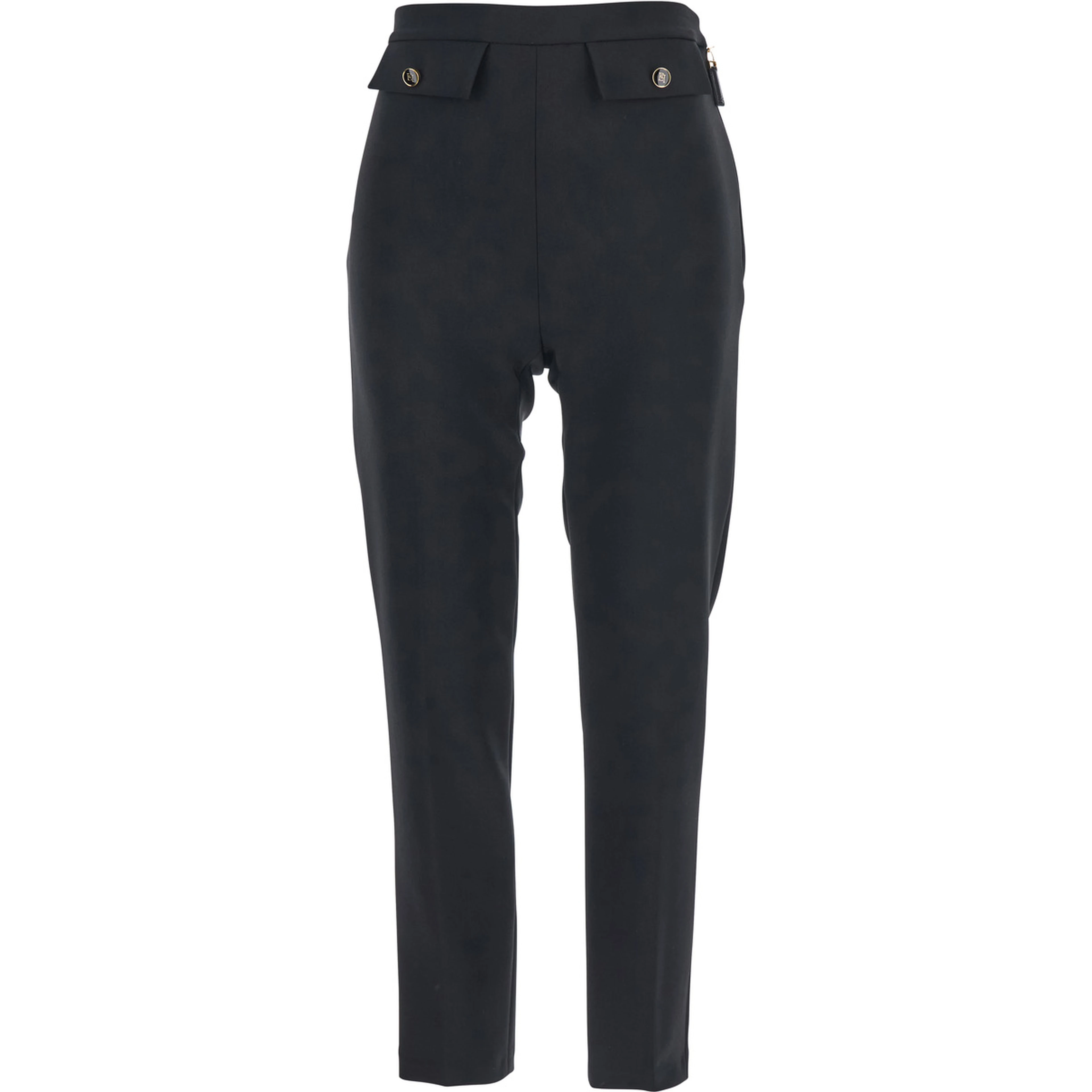 Black Trousers with Flap Pockets in Fabric Woman
