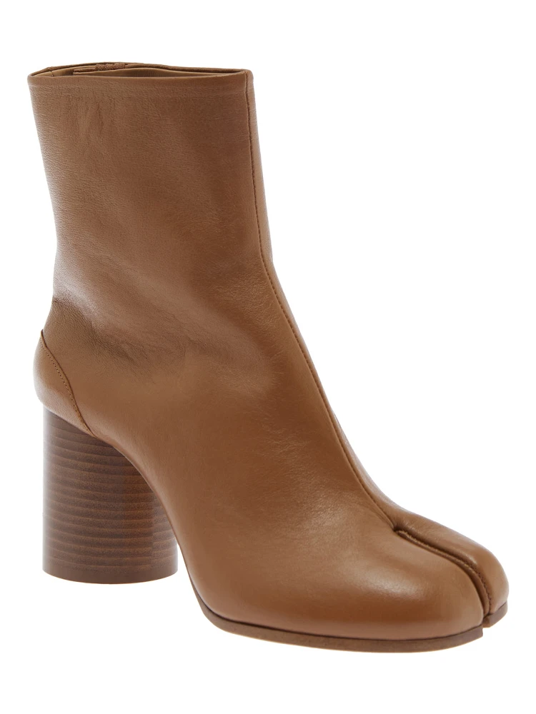 Tabi Brown High Heel Ankle Boots in Leather Woman