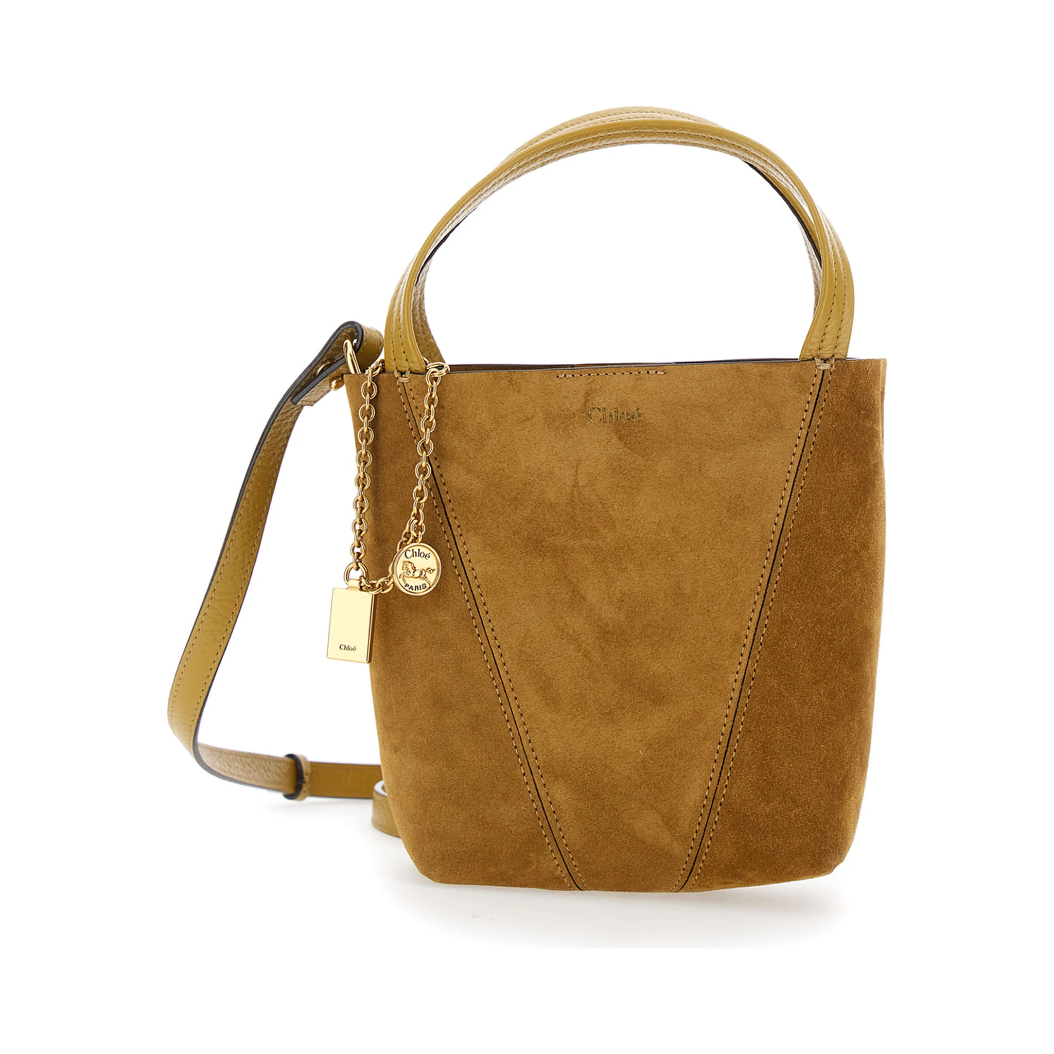 Spin Beige Shoulder Bag with Adjustable and Removable Shoulder Strap and Logo Charm on the Front in Suede Woman