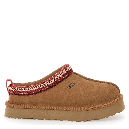 Tasman Beige Mules with Embossed Logo in Suede Girl