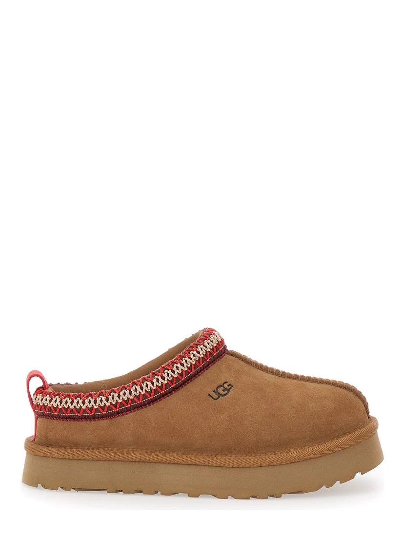 Tasman Beige Mules with Embossed Logo in Suede Girl