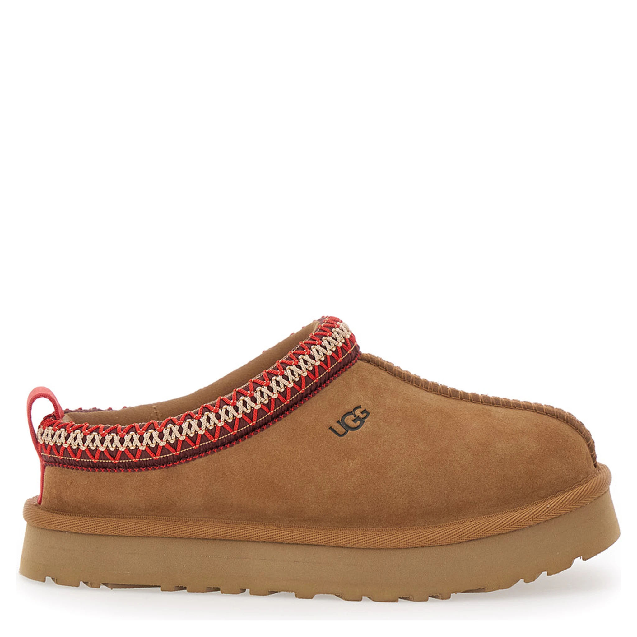 Tasman Beige Mules with Embossed Logo in Suede Girl