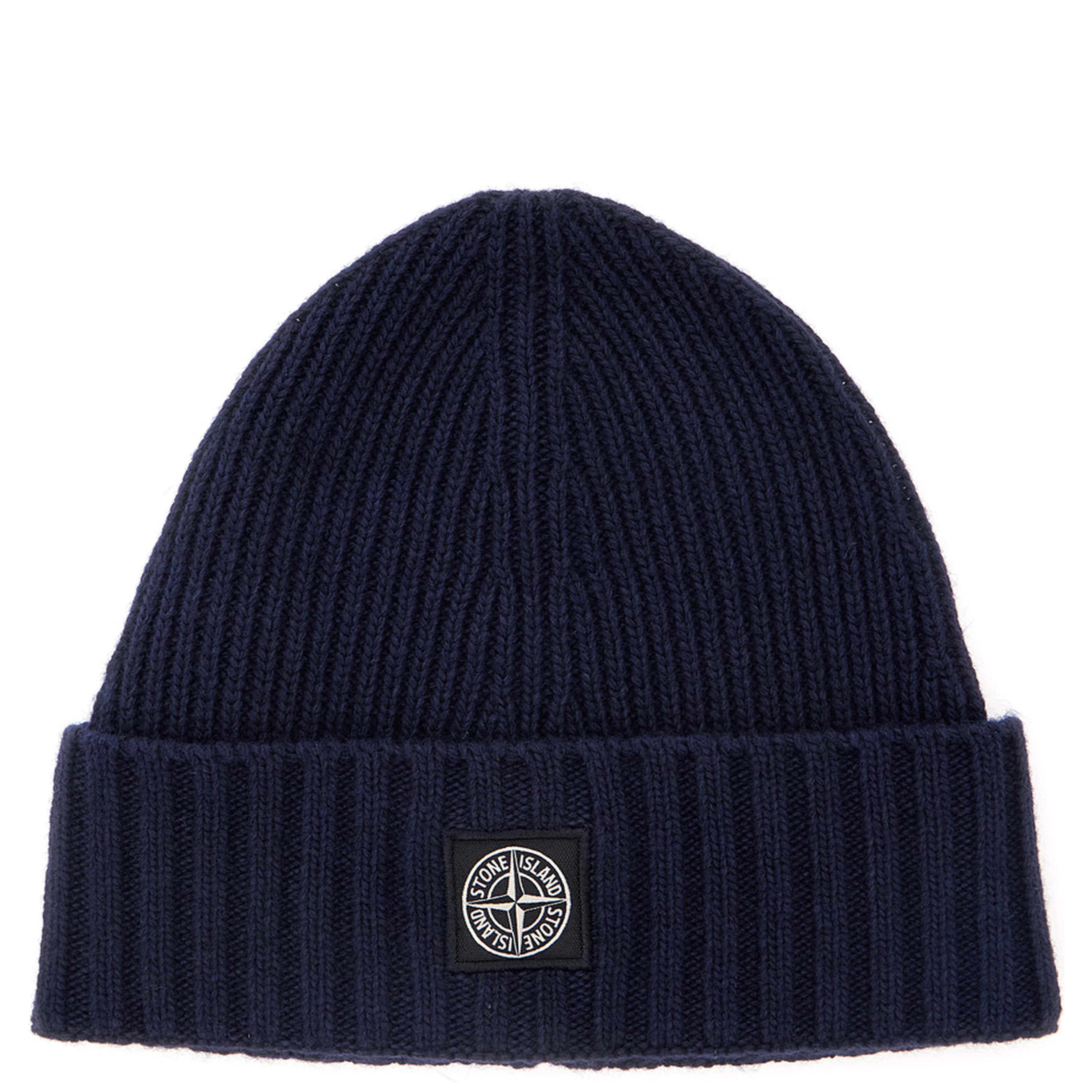 Blue Beanie with Logo Patch on the Front in Wool Blend Boy