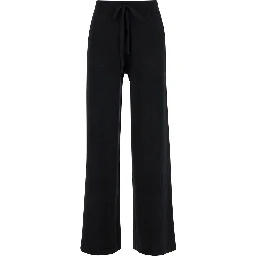Black Relaxed Pants with Drawstring in Fabric Woman