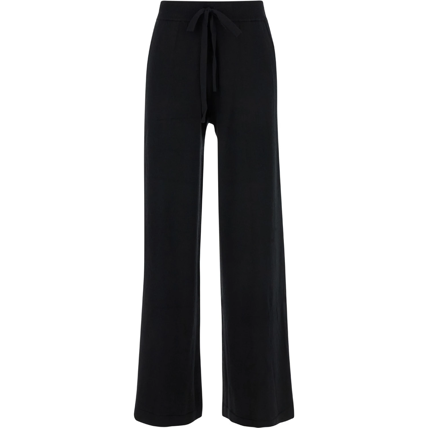Black Relaxed Pants with Drawstring in Fabric Woman