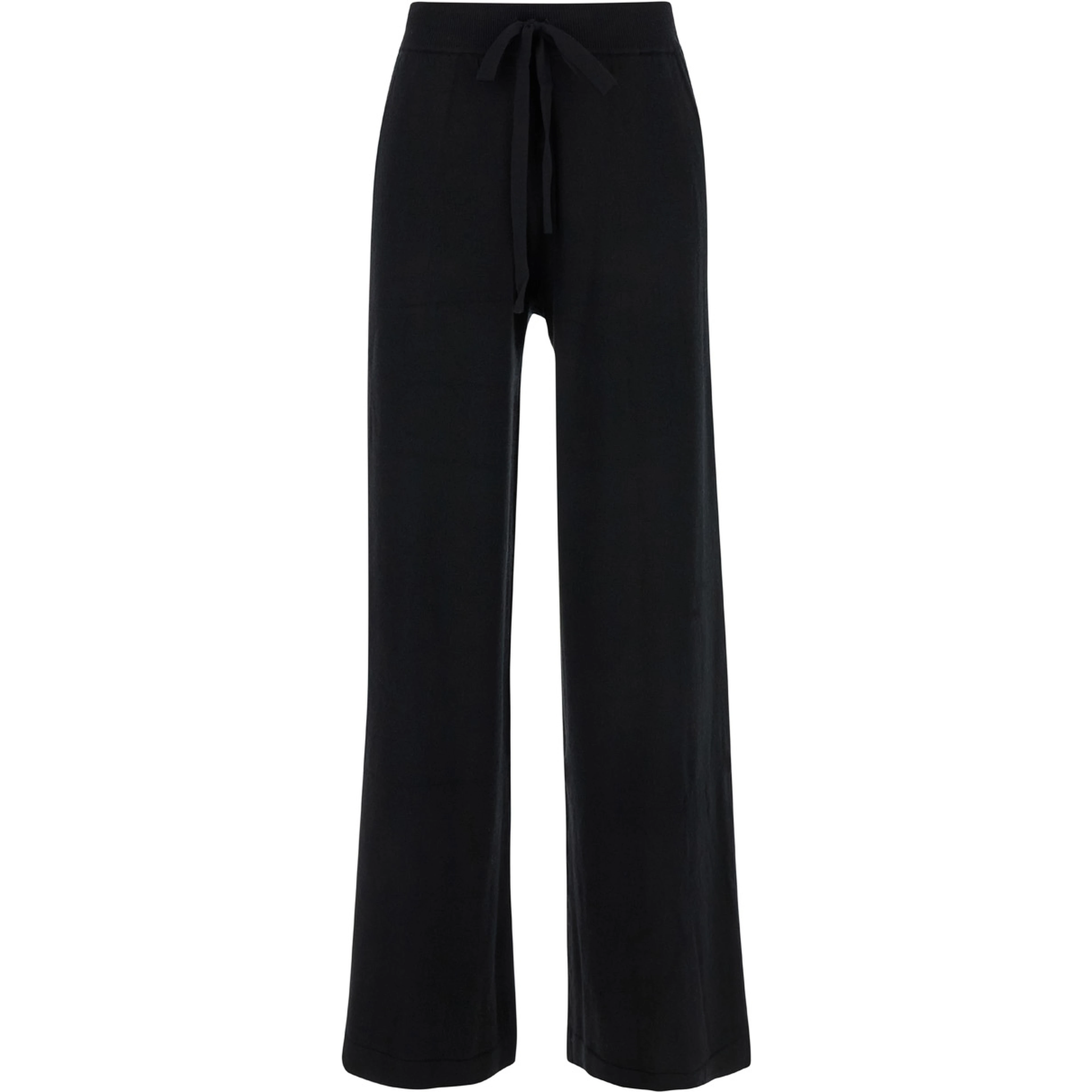 Black Relaxed Pants with Drawstring in Fabric Woman