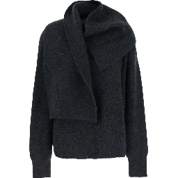 Black Draped Sweater in Tech Fabric Woman