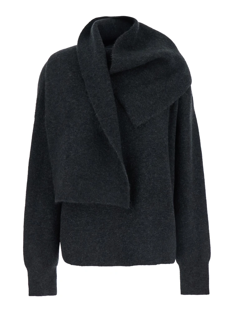 Black Draped Sweater in Tech Fabric Woman