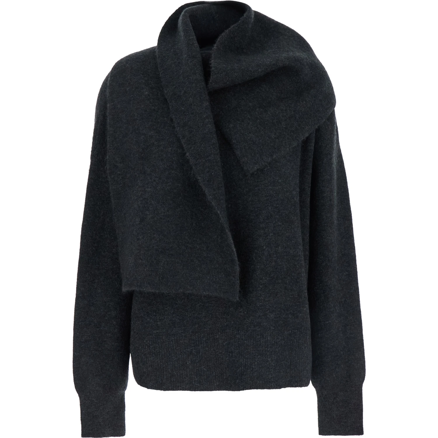 Black Draped Sweater in Tech Fabric Woman