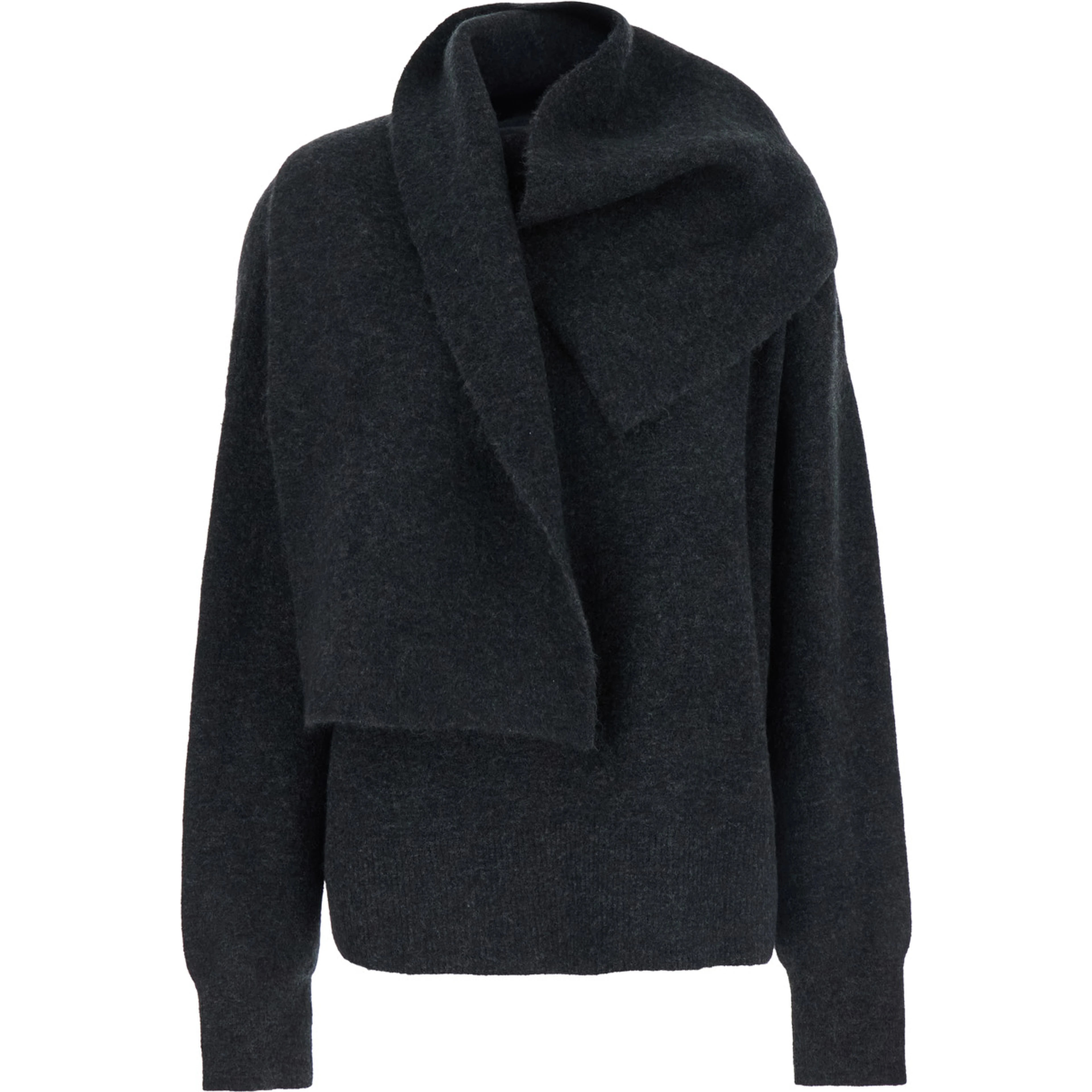 Black Draped Sweater in Tech Fabric Woman