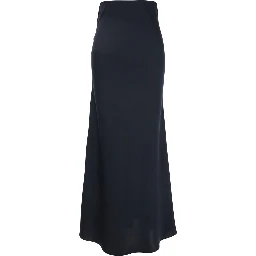 Blue Long Skirt  with Volant Detail at the End in Satin Woman