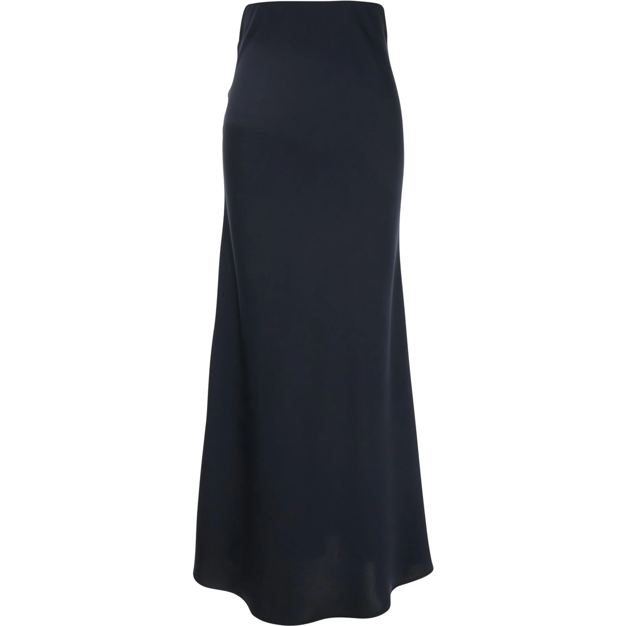Blue Long Skirt  with Volant Detail at the End in Satin Woman
