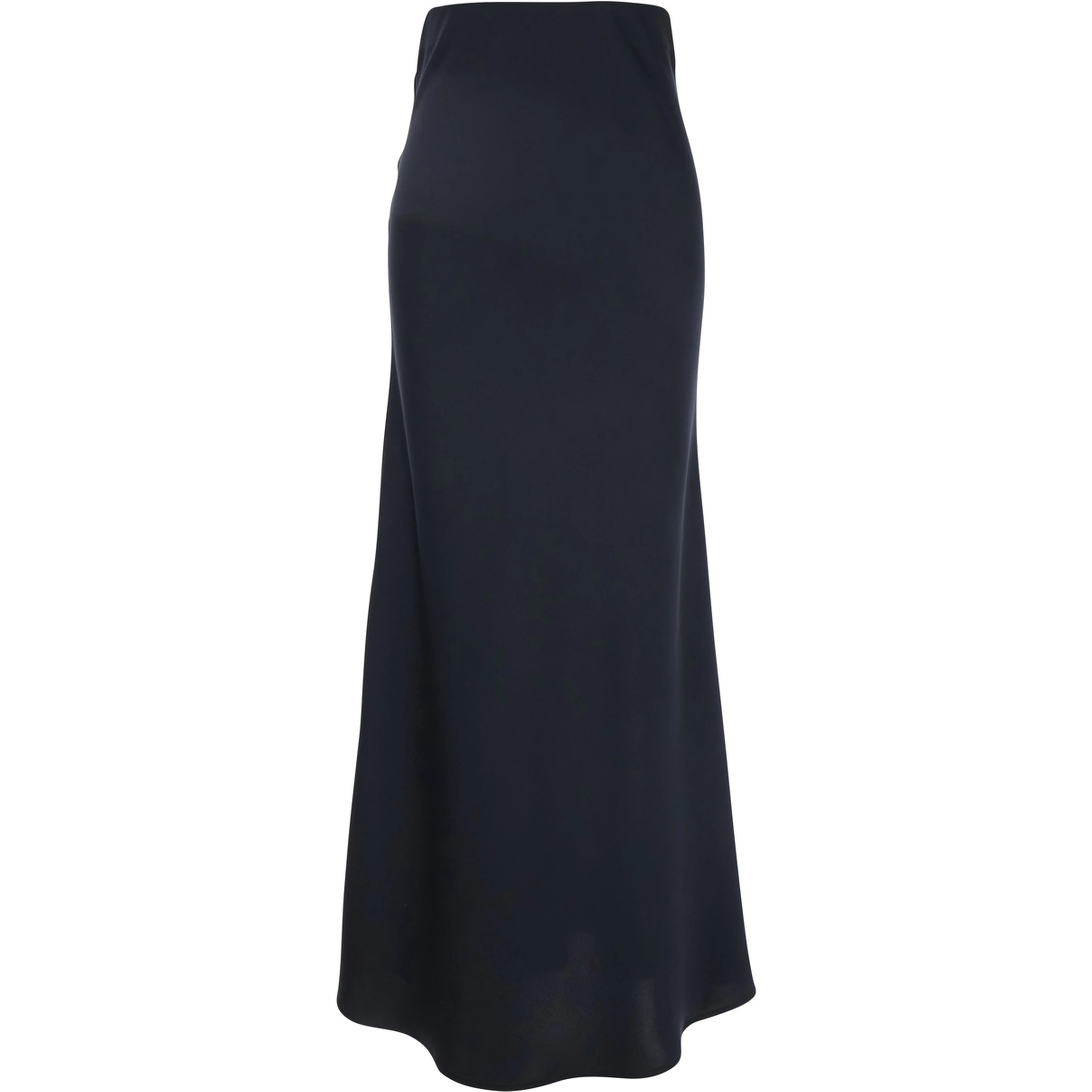 Blue Long Skirt with Volant Detail at the End in Satin Woman