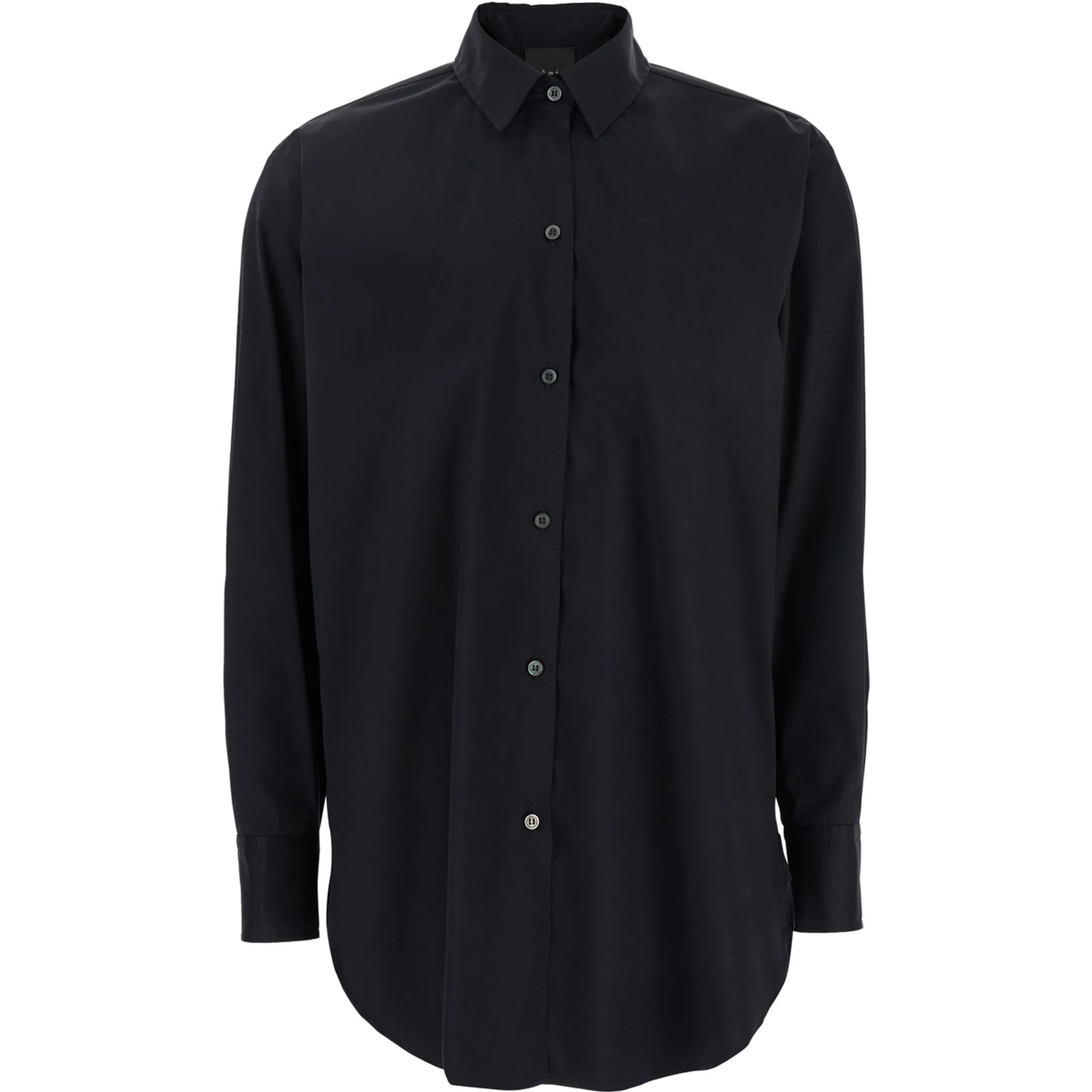 Black Shirt with Classic Collar in Cotton Blend Stretch Woman