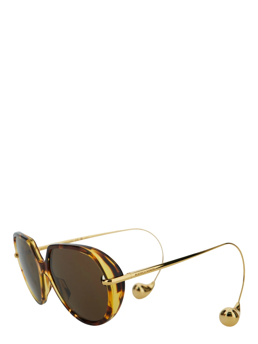 Brown Squared Sunglasses with Drop Shaped Tips in Acetate Woman