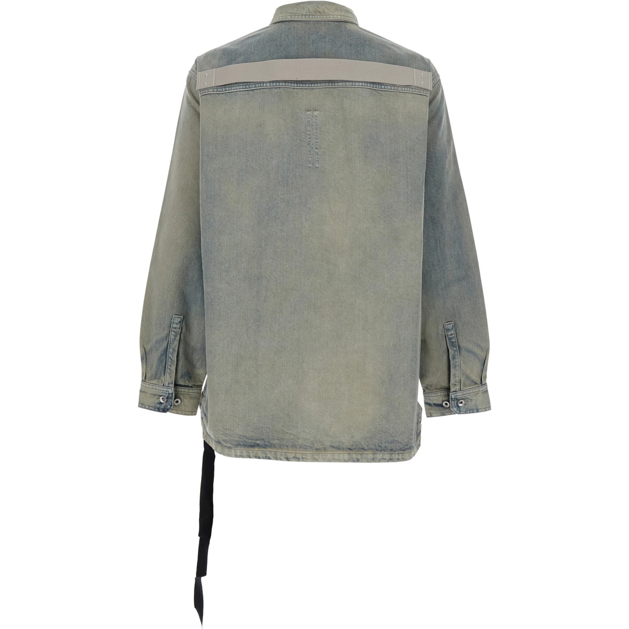 Light Blue Jacket with Classic Collar and Drawstring Detail on the Waist in Denim Man