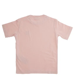 Pink T-Shirt with Round Neck and Logo Patch on the Front in Cotton Boy