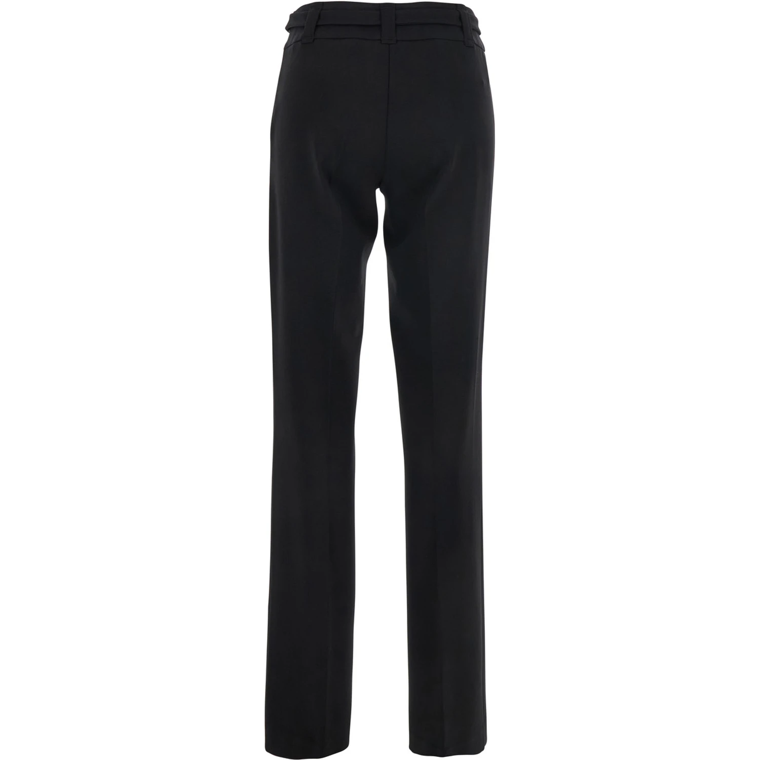 Black Pants with Belt with Buckle and Belt Loops in Viscose Blend Stretch Woman