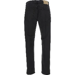 Black Jeans with Logo Patch on the Rear and Belt Loops in Denim Man