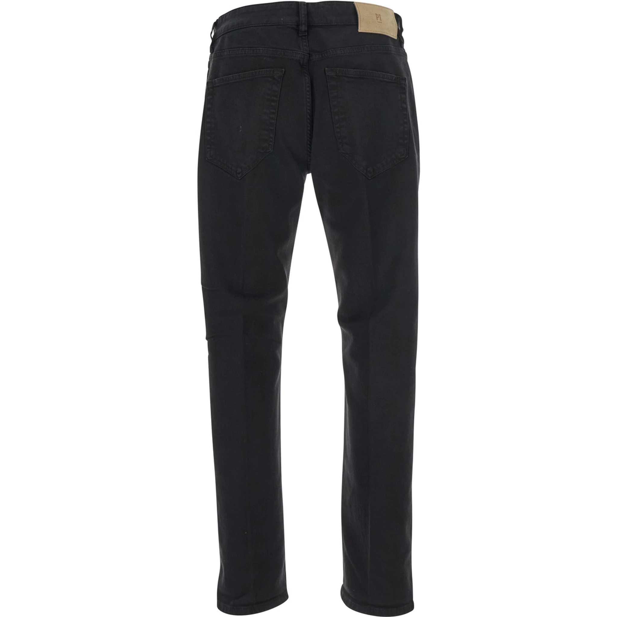 Black Jeans with Logo Patch on the Rear and Belt Loops in Denim Man