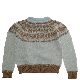 Multicolor Crewneck Sweater with Fair Isle Motif and Logo Patch on the Sleeve in Wool Girl