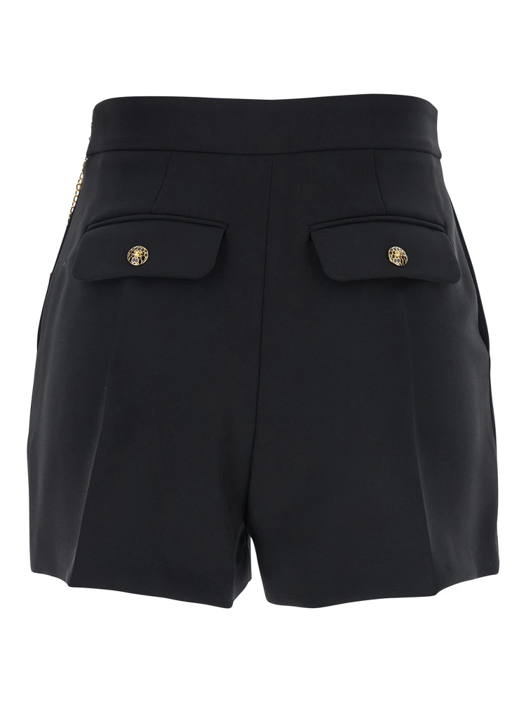 Black Shorts with Metallic Pendant and Patch Pockets in Fabric Woman alternative