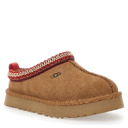 Tasman Beige Mules with Embossed Logo in Suede Girl