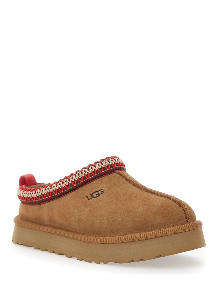 Tasman Beige Mules with Embossed Logo in Suede Girl alternative