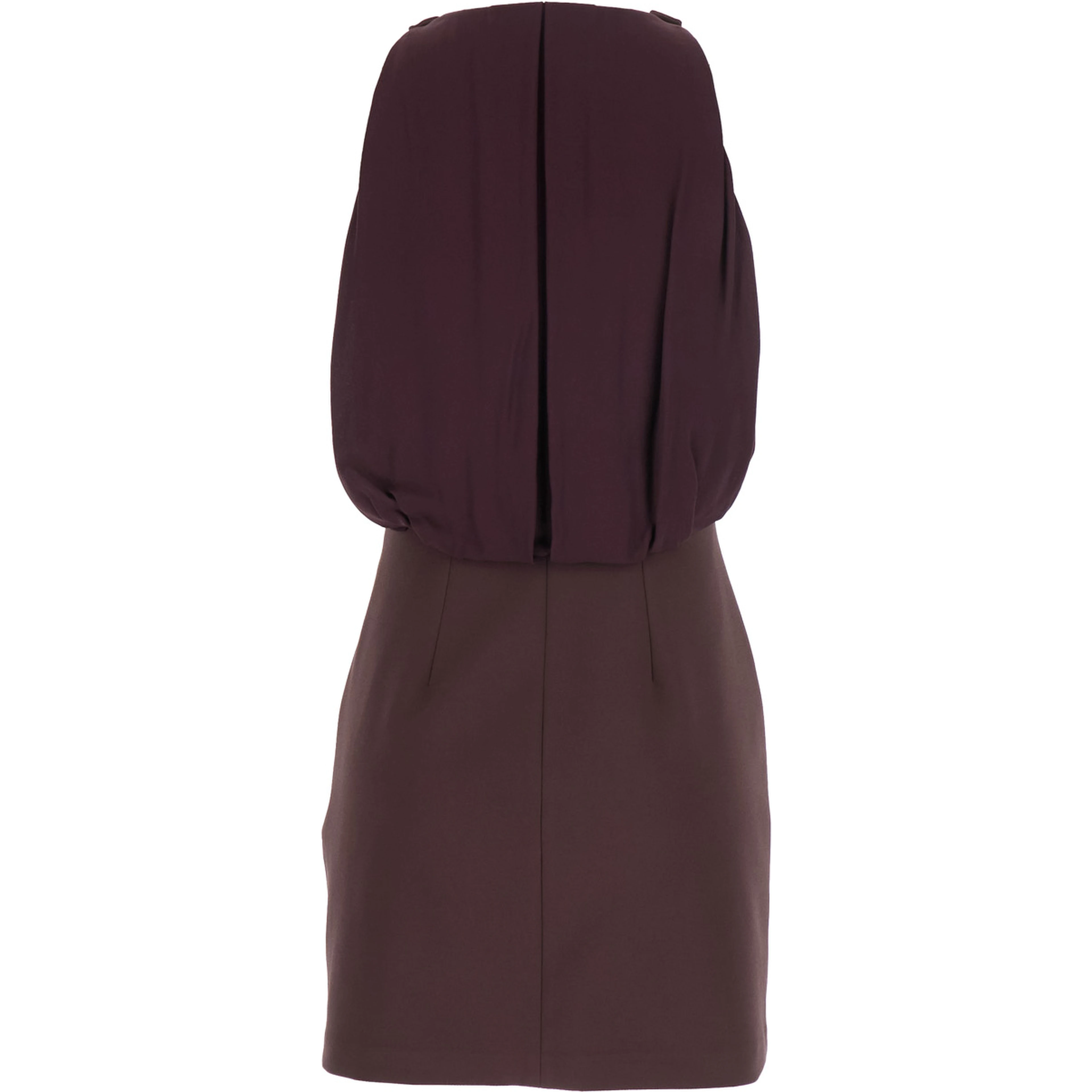 Bordeaux Sleeveless Dress with Chain Decoration on the Front in Fabric Woman