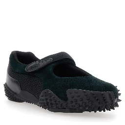 Mostro Fey Black Sneakers with Touch-Strap Closure and Rubber Sole with Cleats in Suede and Mesh Man