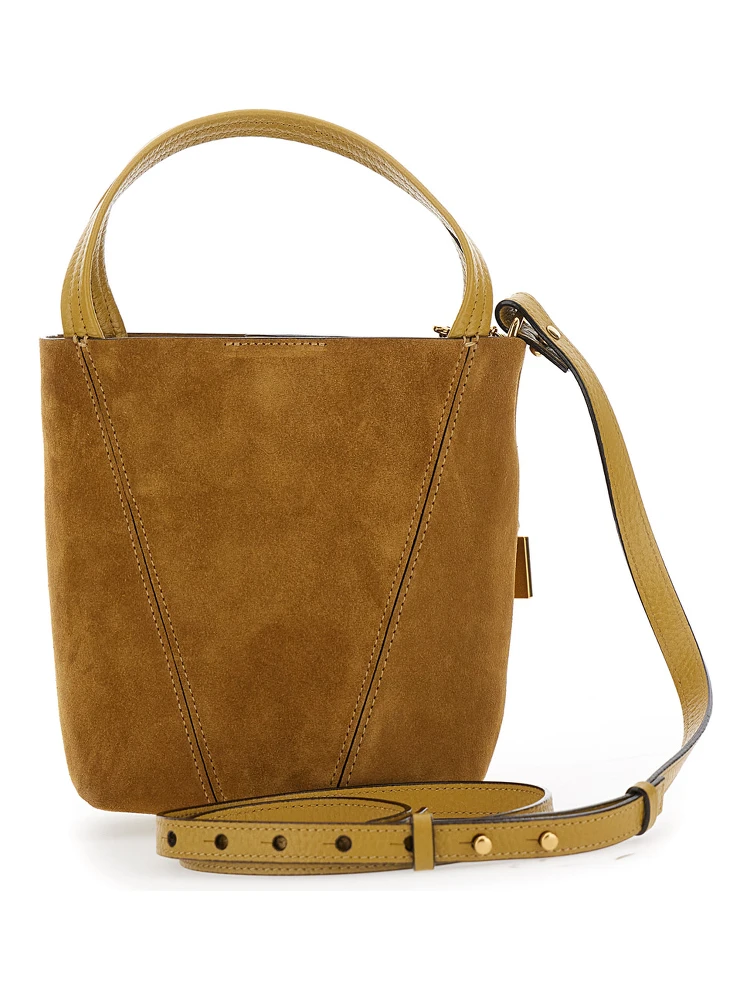 Spin Beige Shoulder Bag with Adjustable and Removable Shoulder Strap and Logo Charm on the Front in Suede Woman alternative