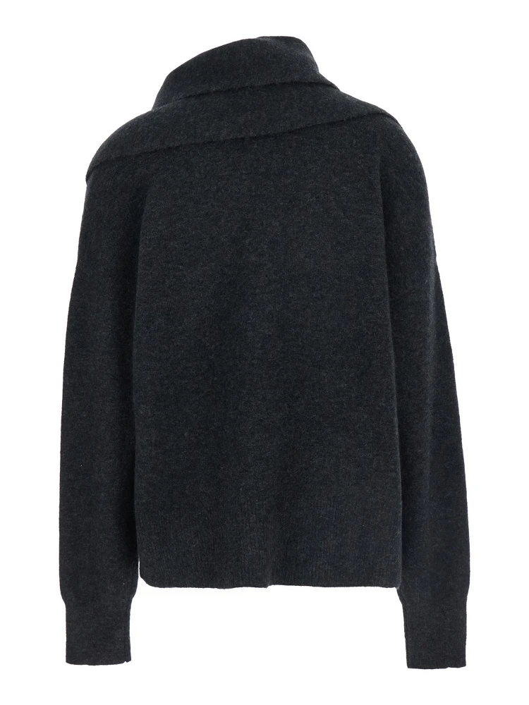 Black Draped Sweater in Tech Fabric Woman alternative