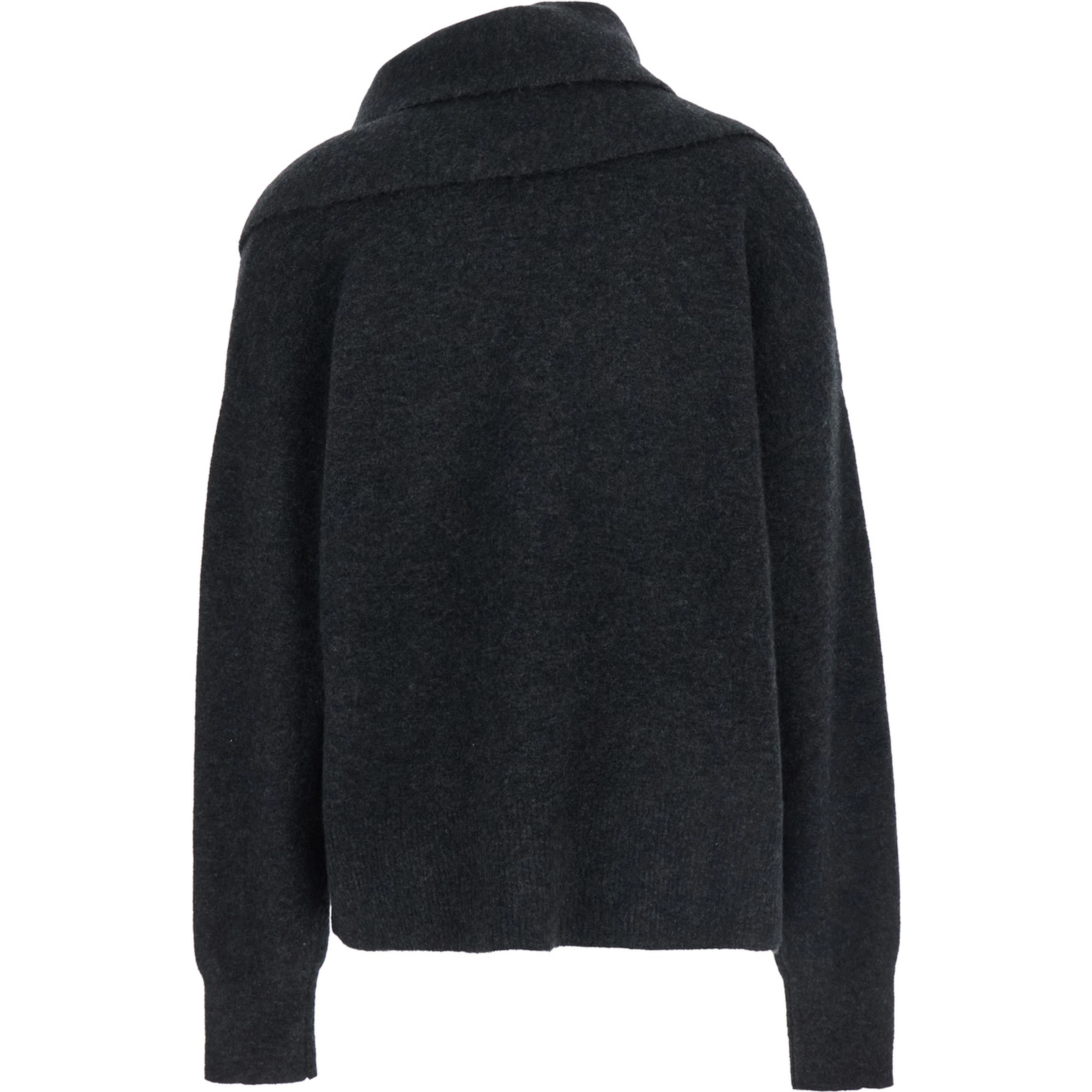 Black Draped Sweater in Tech Fabric Woman