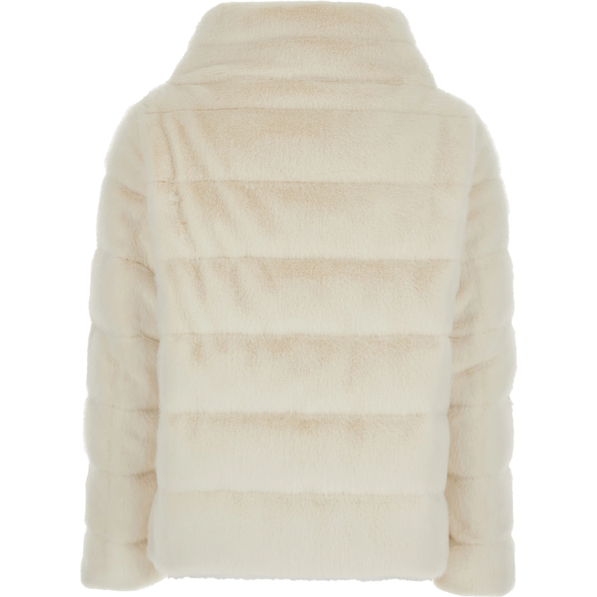 White Quilted Down Jacket with Front Zip Closure in Ecofur Woman