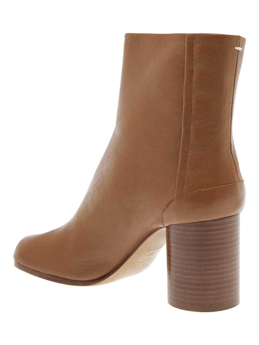 Tabi Brown High Heel Ankle Boots in Leather Woman