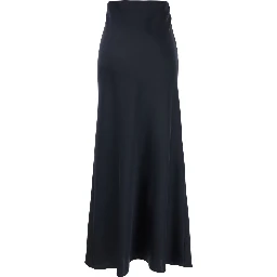 Blue Long Skirt  with Volant Detail at the End in Satin Woman